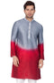 VASTRAMAY Men's Grey Cotton Silk Blend Kurta