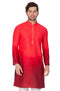 VASTRAMAY Men's Red Cotton Silk Blend Kurta