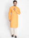 Vastramay Men's Orange Cotton Blend Kurta and Pyjama Set