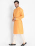 Vastramay Men's Orange Cotton Blend Kurta and Pyjama Set