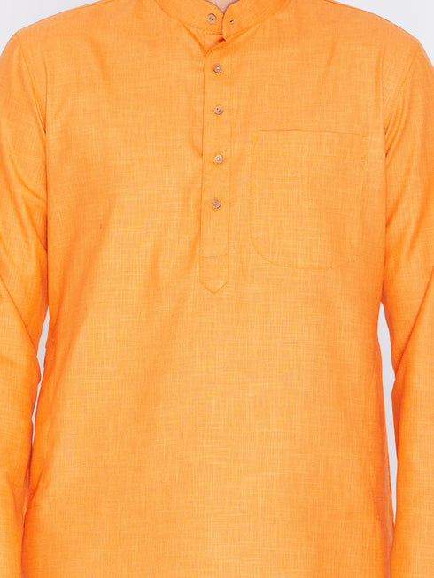 Vastramay Men's Orange Linen Kurta