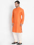 Vastramay Men's Orange Cotton Blend Kurta and Pyjama Set