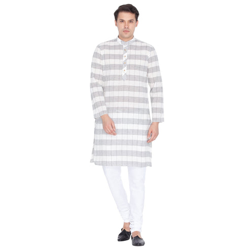Vastramay Men's White Cotton Kurta and Pyjama Set