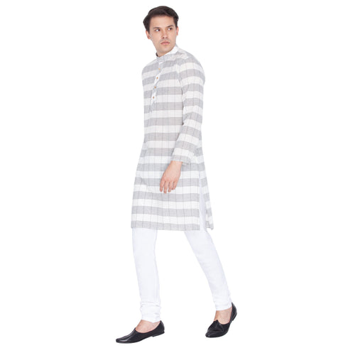 Vastramay Men's White Cotton Kurta and Pyjama Set
