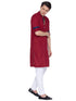 Vastramay Men's Maroon Cotton Kurta And Pyjama Set