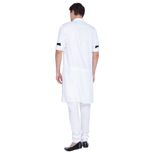 Vastramay Men's White Cotton Kurta and Pyjama Set