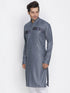 Vastramay Men's Grey Color Cotton Blend Kurta