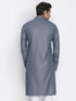 Vastramay Men's Grey Color Cotton Blend Kurta