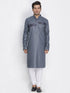 Vastramay Men's Grey Color Cotton Blend Kurta