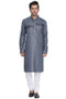 VASTRAMAY Men's Grey Cotton Blend Kurta and Pyjama Set