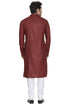 VASTRAMAY Men's Maroon Color Cotton Blend Kurta and Pyjama Set