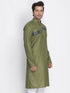 Vastramay Men's Green Cotton Blend Kurta