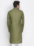 Vastramay Men's Green Cotton Blend Kurta