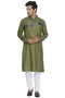 VASTRAMAY Men's Green Cotton Blend Kurta and Pyjama Set