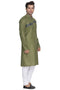 VASTRAMAY Men's Green Cotton Blend Kurta and Pyjama Set