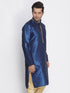 VASTRAMAY Men's Blue Cotton Silk Blend Kurta