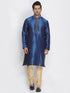 VASTRAMAY Men's Blue Cotton Silk Blend Kurta
