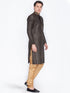 VASTRAMAY Men's Black Color Cotton Silk Blend Kurta and Pyjama Set