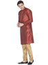VASTRAMAY Men's Maroon Cotton Silk Blend Kurta and Pyjama Set