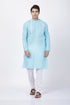 Vastramay Men's Light Blue Cotton Blend Kurta
