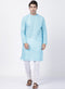 VASTRAMAY Men's Light Blue Cotton Blend Kurta and Pyjama Set
