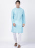 VASTRAMAY Men's Light Blue Cotton Blend Kurta and Pyjama Set