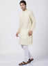 Vastramay Men's Cream Cotton Blend Kurta and Pyjama Set