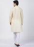 Vastramay Men's Cream Cotton Blend Kurta and Pyjama Set