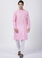 VASTRAMAY Men's Pink Cotton Blend Kurta and Pyjama Set