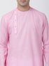 VASTRAMAY Men's Pink Cotton Blend Kurta and Pyjama Set