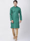 Vastramay Men's Green Cotton Silk Blend Kurta and Pyjama Set