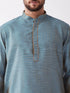 Vastramay Men's Aqua Blue And Rose Gold Silk Blend Kurta And Dhoti Set