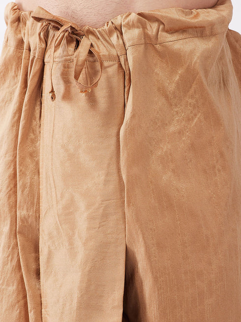 Vastramay Men's Aqua Blue And Rose Gold Silk Blend Kurta And Dhoti Set