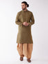 Vastramay Men's Black And Rose Gold Silk Blend Kurta And Dhoti Set