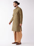 Vastramay Men's Black And Rose Gold Silk Blend Kurta And Dhoti Set