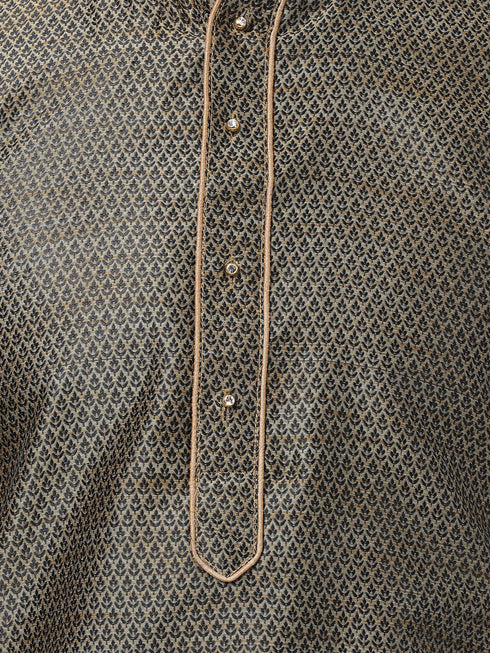 Vastramay Vastramay Men's Black Cotton Silk Blend Kurta and Pyjama Set