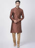 Vastramay Men's Maroon Cotton Silk Blend Kurta and Pyjama Set