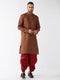 Vastramay Men's Maroon Silk Blend Kurta And Dhoti Set