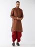 Vastramay Men's Maroon Silk Blend Kurta And Dhoti Set