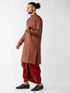 Vastramay Men's Maroon Silk Blend Kurta And Dhoti Set