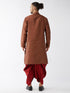 Vastramay Men's Maroon Silk Blend Kurta And Dhoti Set