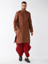 Vastramay Men's Maroon Silk Blend Kurta And Dhoti Set