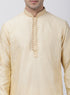 Vastramay Men's White Cotton Silk Blend Kurta and Pyjama Set