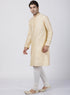 Vastramay Men's White Cotton Silk Blend Kurta and Pyjama Set