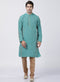 Vastramay Men's Green Cotton Silk Blend Kurta and Pyjama Set