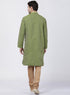 Vastramay Men's Green Cotton Silk Blend Kurta and Churidar Set