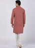 Vastramay Men's Red Cotton Silk Blend Kurta and Churidar Set