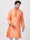 Vastramay Men's Orange Cotton Silk Blend Kurta