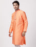Vastramay Men's Orange Cotton Silk Blend Kurta