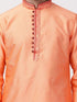 Vastramay Men's Orange Cotton Silk Blend Kurta